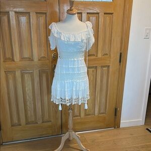 Free People Cream Flutter Sleeve Mini Sundress